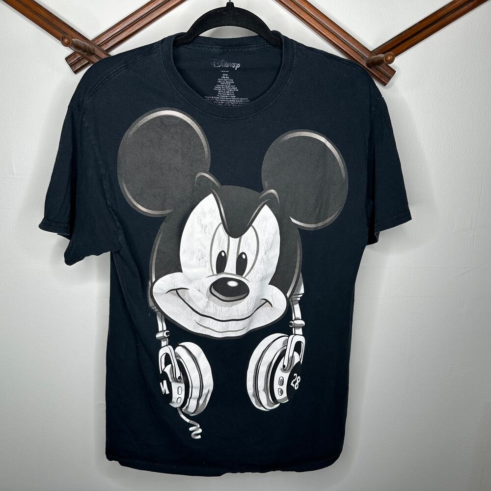 Disney Mickey Headphones Black Graphic T
